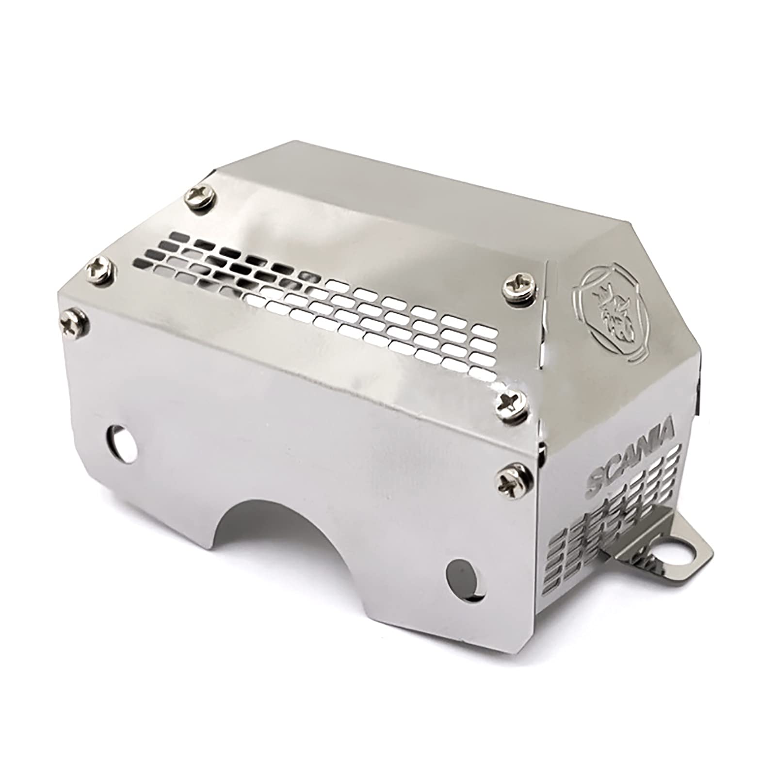 Stainless Steel Silver Gearbox Cover Hood Accessbly Suitable for 1/14 Tamiya Scania RC Tractor Truck Parts