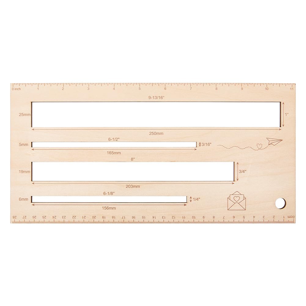 BENECREAT 4 Sizes Measurement Shipping Guide, Wooden Mail Measurement Ruler Shipping Mail PiP Template for Accurate Postage Calculation, Post Office Postage