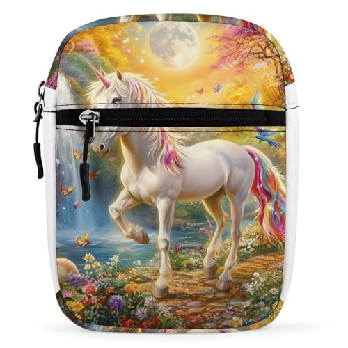Unicorm with Rainbow Tail Women's Cute Small Mini Crossbody Bag Top Zip Sling Square Shoulder Bags