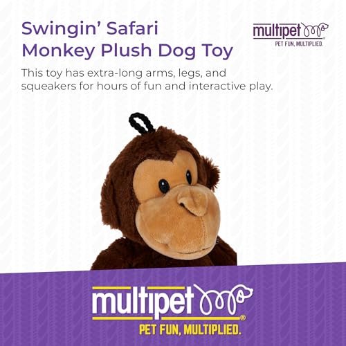 Multipet Swingin 56 cm großes Hundespielzeug aus Plüsch mit extralangen Armen und Beinen und Quietscher