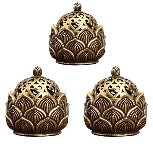 3 Pcs Lotus Incense Cone Holder, Bakhoor Burner for Incense Cones and Sticks, Decorative Incense Holder for Home, Meditation, Yoga Studio and Cafe, Set of 3 (1 Small & 2 Large)