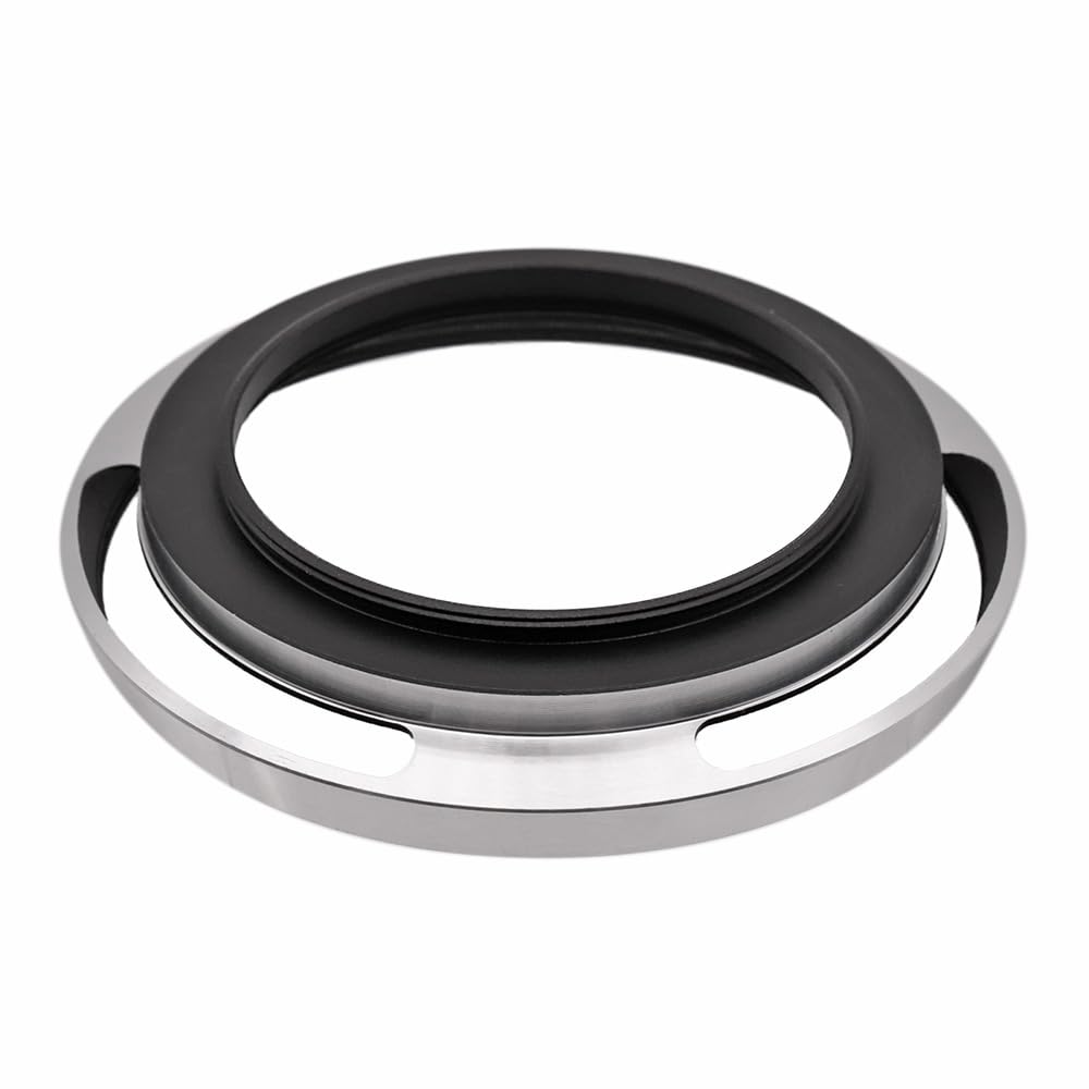 Metal Lens Hood - Vented Wide-Angle Screw-in Hood For 37mm To 55mm Camera Lenses, Black Or Silver (43mm)