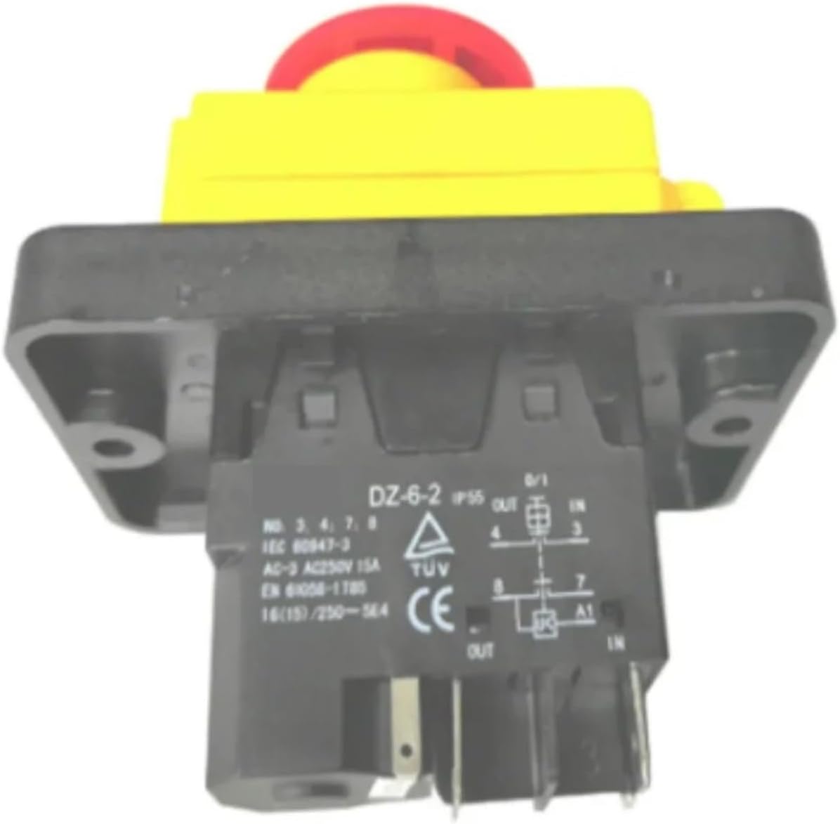 DZ-6-2 15A 250V IP55Waterproof Electromagnetic Drill Push Button Pushbutton Switch Magnetic Machine Switches 5 Pins