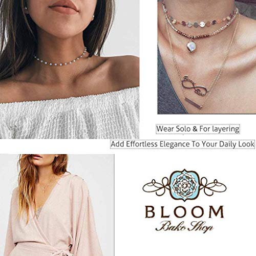 Olbye Tiny Rainbow Moonstone Necklace Choker Minimalist Gold Necklace for Women and Girls CZ Necklace Everyday Jewelry - Image 6