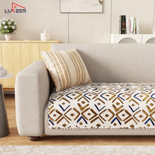 Image of Lukzer 3 Seater Sofa Cover Mat Reversible Quilted Sofa Seat Protector with WaveEdge Ultrasonic Cut - Terra Bloom - Washable Anti-Slip Sofa Throw for Living Room Couch Cover 180 x 85 CM /SC-205-03WE