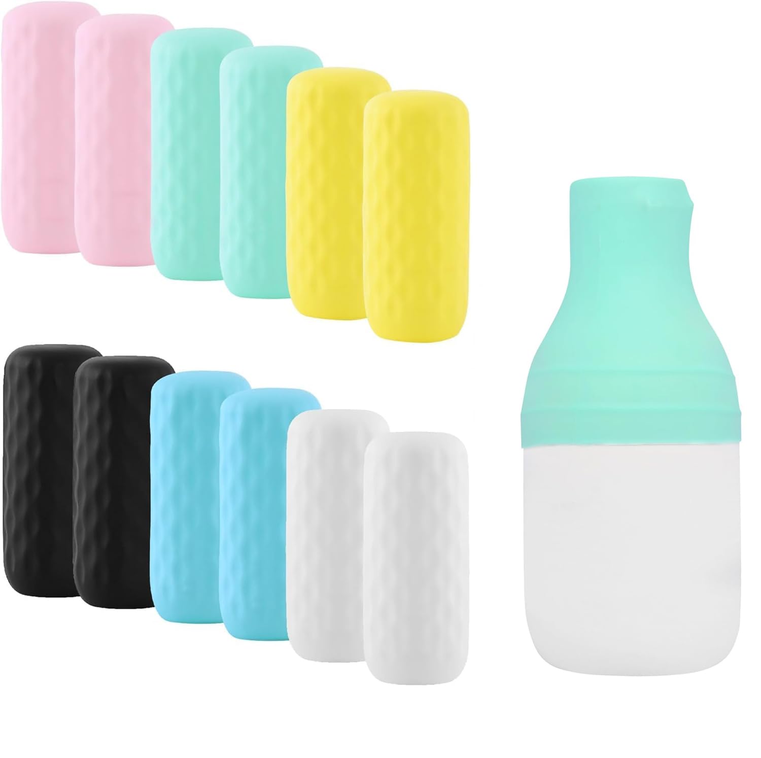 Elastic Sleeves for Leak Proofing, 12Pcs Thickened Silicone Leak Proof Sleeves for Travel Containers in Luggage for Women Men, Fit Most Lotion Shampoo Wash Body Bottles, Travel Accessories Luggage