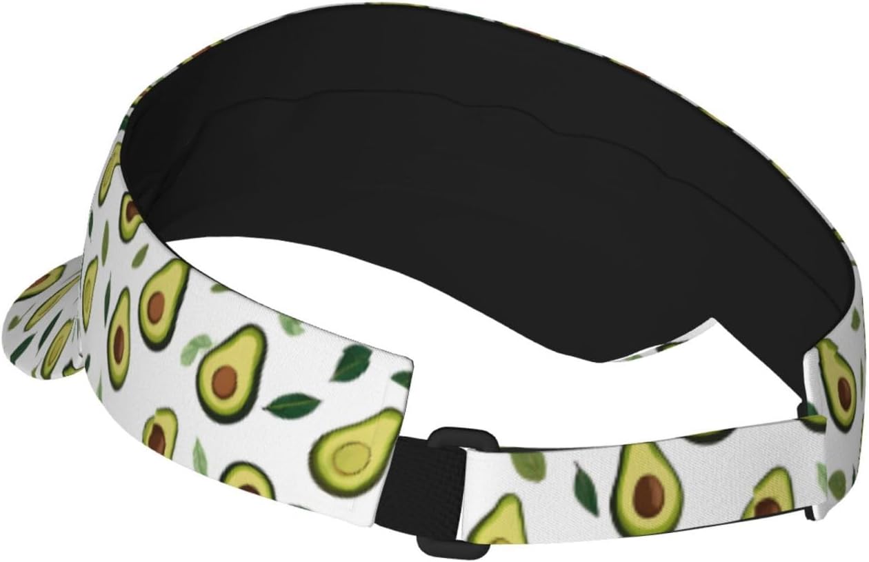 (Avocado) Adult Sun Visor Hat Adjustable Open Top Sports Cap Breathable for Men Women Beach Vacation Essentials Black