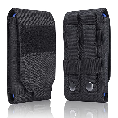 Image of Black Tactical Molle CellPhone Pouch Case,Heavy Duty Waterproof Phone Holster Bag for iPhone 11 12 13 Pro Max For Samsung S22 S21 S20 FE Note 20 A13 A12 A02S Less 6.7 inch Phone with 4 Pack Patches