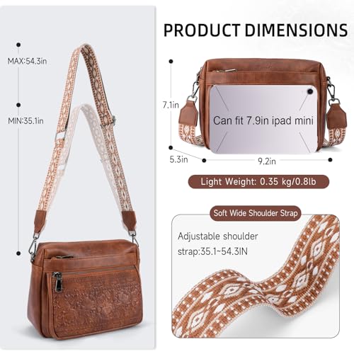 Crossbody Bags for Women Trendy,Vegan Leather Purses Embossed Design,Multi Pocket Lightweight Shoulder Handbag4