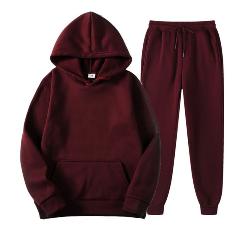 shownicer Survêtement Homme Ensemble Jogging Sweats À Capuche Et Sport Pantalons Automne Hiver Couleur Unie Gym Jogging Sportswear Tenue De Couple