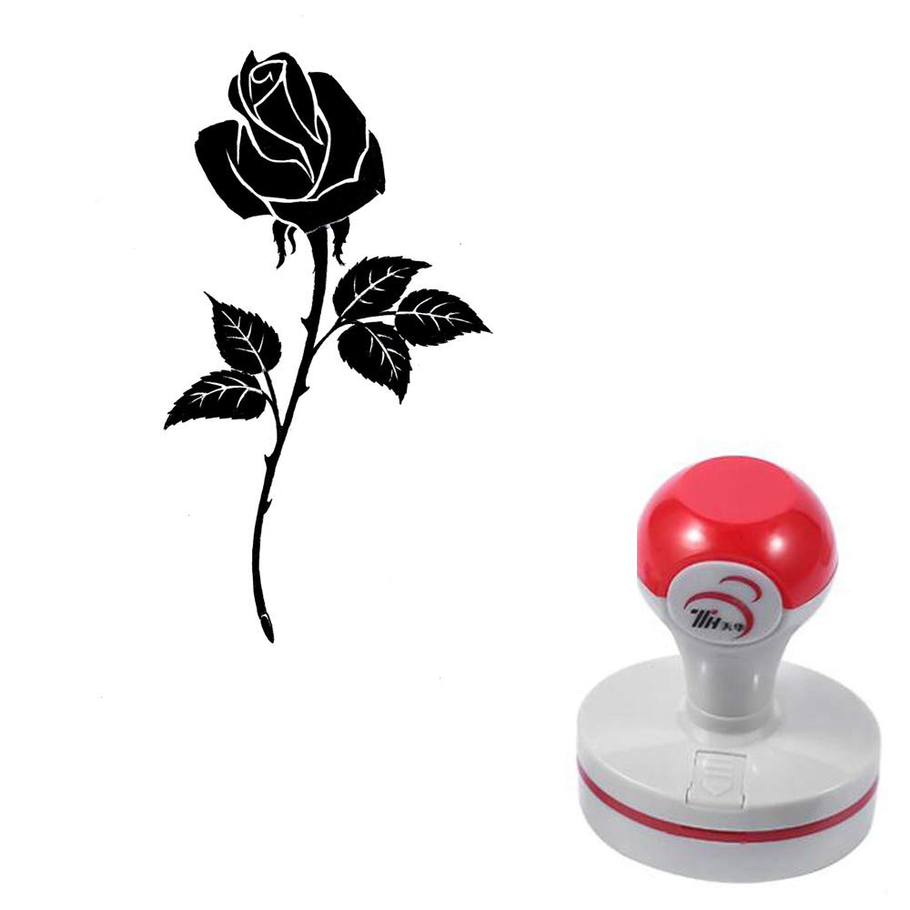 Seasonstorm Rose Flower Self-Inking Photosensitive Planner Scrapbooking Stamps for Card Making Bullet Journal Art Supplies Round 1.6 inches Black Ink