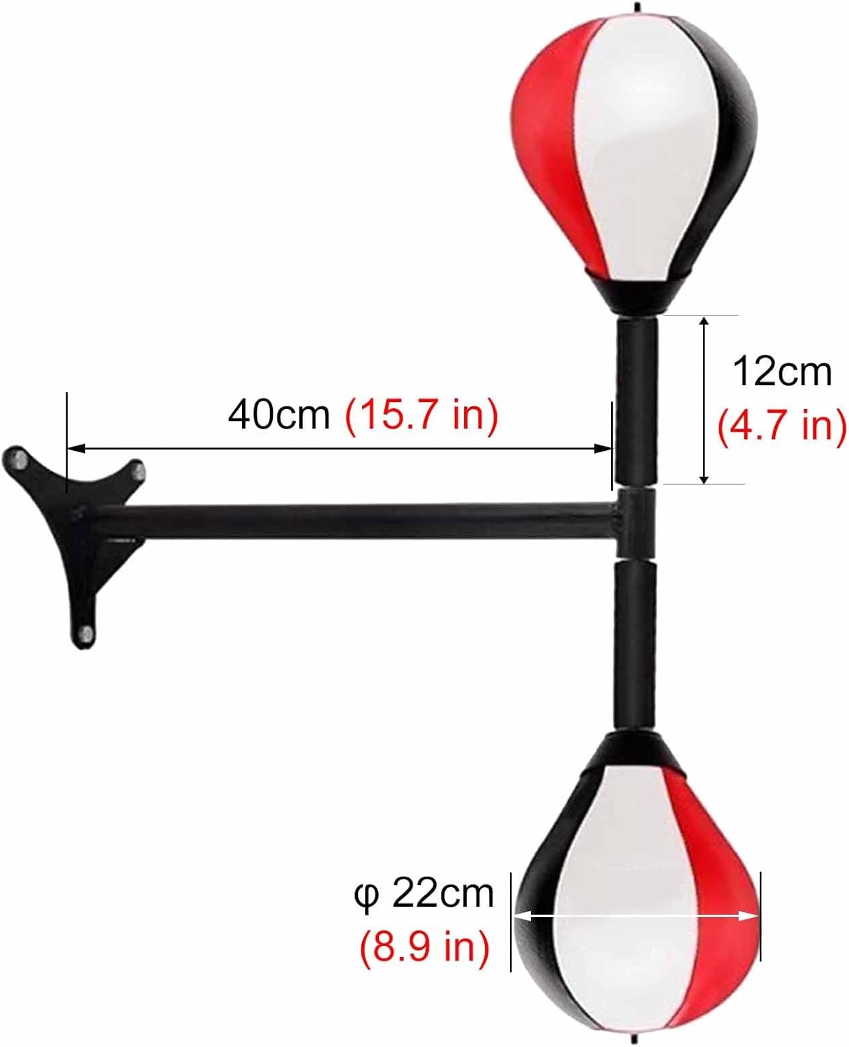 GTPBAO Double End Bags Leather Punching Ball, Reflex Training System for Boxing Kickboxing Burning, Wall Mount Spring Speed Bags(Red-White-Black)