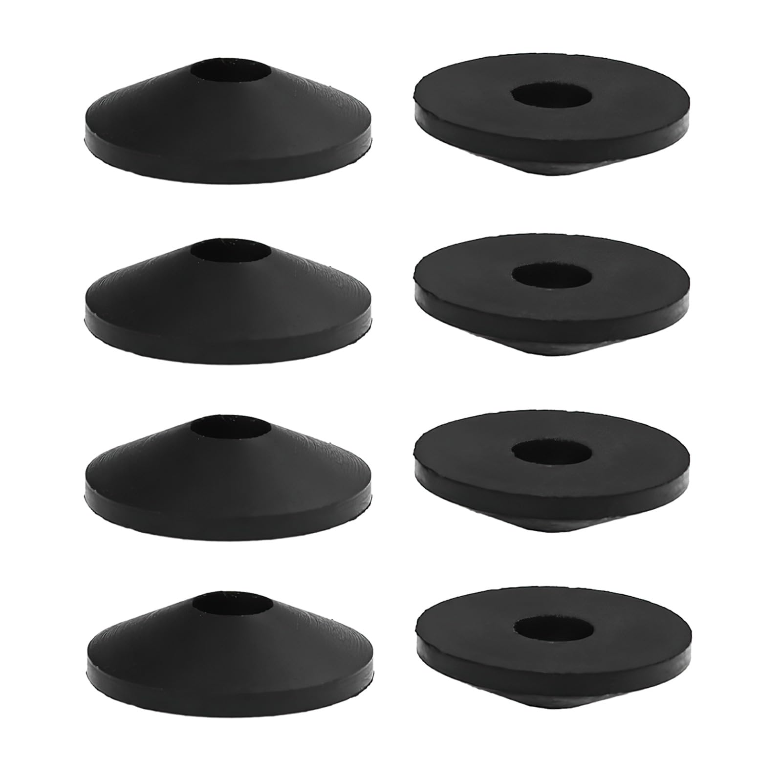 Cymygs Black 8Pcs Toilet Seat Fittings, M8 Rubber Washers Toilet Seat Fixings, Non Slip Toilets Seat Fixing, Replacement Conical Hinge Fitting For Conical Washers, Loose Seats