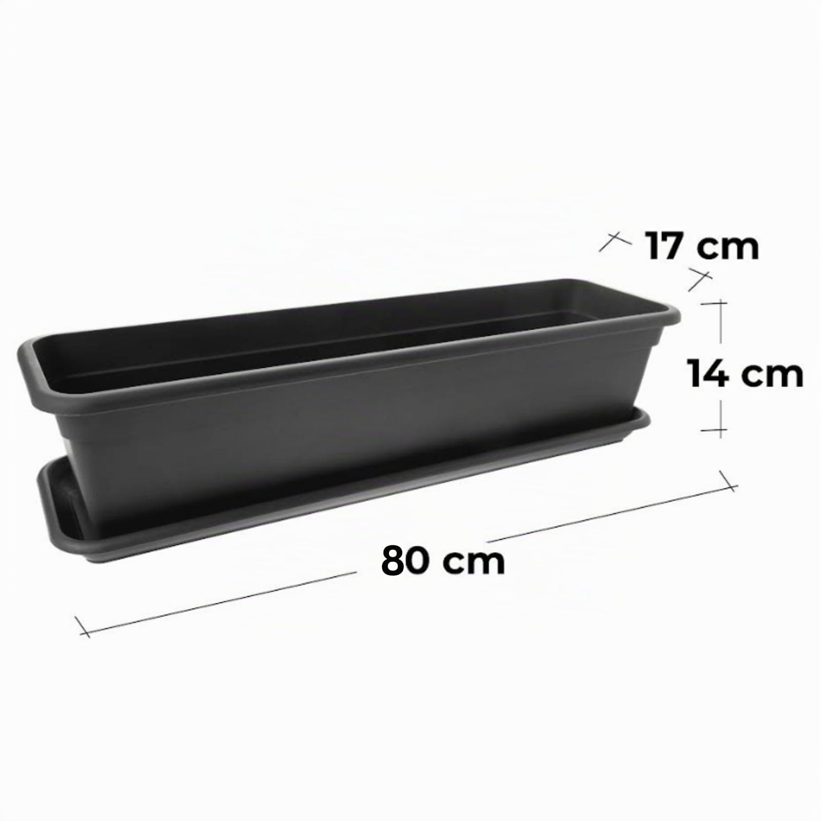 Lot de 6 jardinières de balcon de 80 cm en anthracite : transformez votre balcon en une oasis florissante ! Jardinière avec soucoupe