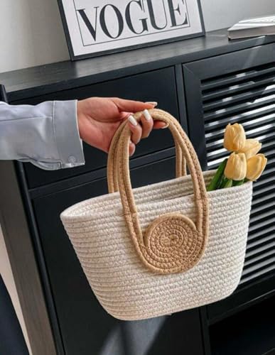 Image of Handmade Crochet Tote Bag with Circular Handle, 25 cm x 15 cm