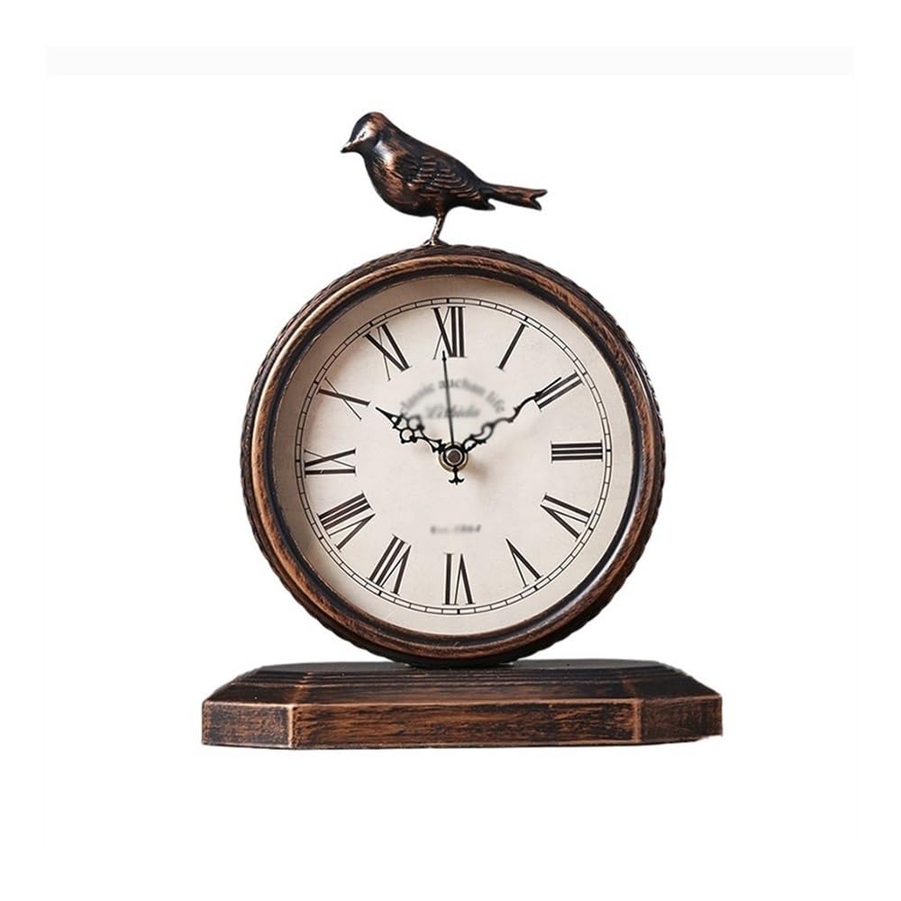 B3F7M4R9J2 Table clock 7.4-inch dial Table Clock Roman Clocks Silent Non Ticking Retro Art Desk for Living Room Bedroom Office