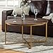 Walker Edison Cora Modern Round Faux Marble Top Coffee Table with X Base, 36 Inch, Walnut and Gold