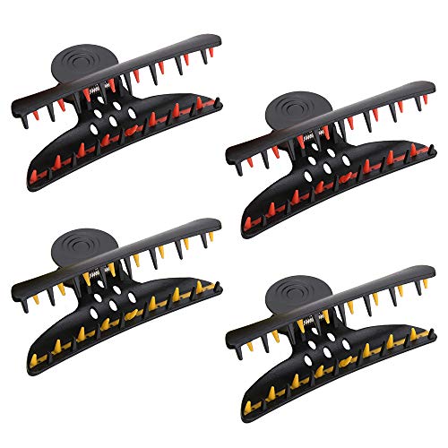 4 Pack Professional Salon Hair Claws - 4 Inch Nonslip Large Butterfly Clamps Claw Clip for Women Thick Hair, Hairdresser