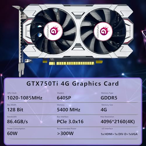 GTX 750Ti 4GB Graphics Card GDDR5 128bit Direct X12 640SP Gaming Video Card, PCI Express 3.0x16 Interface, HDMI, DVI-D, VGA, Dual Fan, Low Power GPU for Working Gaming - Image 3