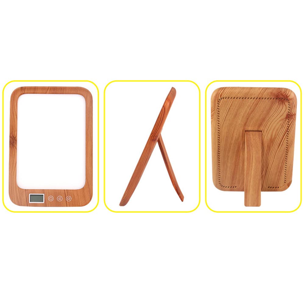 Lampe De Luminothérapie Grain De Bois, 45000Lux Boîte À Lumière LED, Avec 3 Modes De Couleur, 6 Niveaux De Luminosité & Gradation En Continu, Coucher Du Soleil Fonction De Réglage