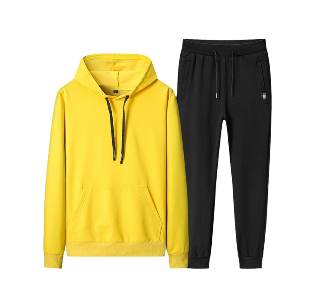 Survêtement de sport à capuche chaud jaune ensemble deux pièces XXXXL
