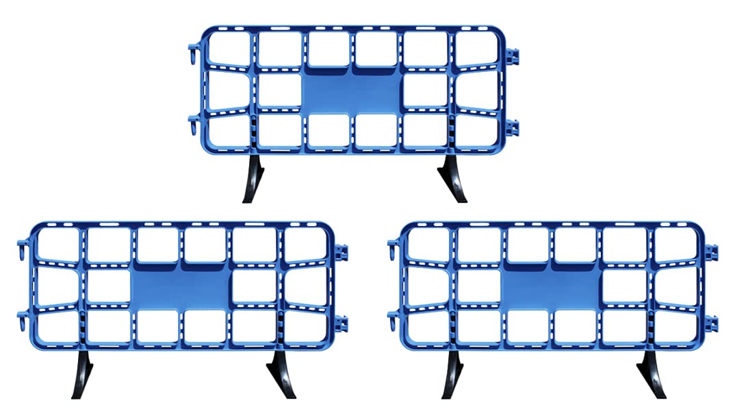 PAL | Valla de Obra Peatonal de Plástico 2 metros Azules | Diseño Innovador y Sin Mantenimiento | Fácil Transporte y Almacenamiento | Ideal para Seguridad y Publicidad, Azul - (3- Vallas)