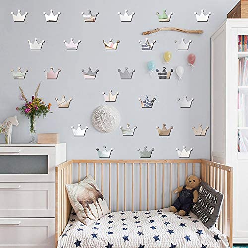 Set de 20 vinilos espejo corona para pared acrílico miniatura 2