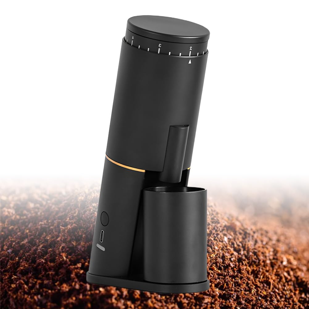 Mini molinillo de café eléctrico, pequeña máquina de café comercial hecha a mano, molinillo de café con rebabas automática ajustable, niveles de molienda múltiples, para granos de café, especias