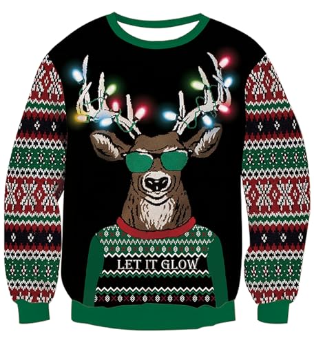 Dancinova Herren Weihnachtspullover Lustig mit Led Hässliche Pullover...