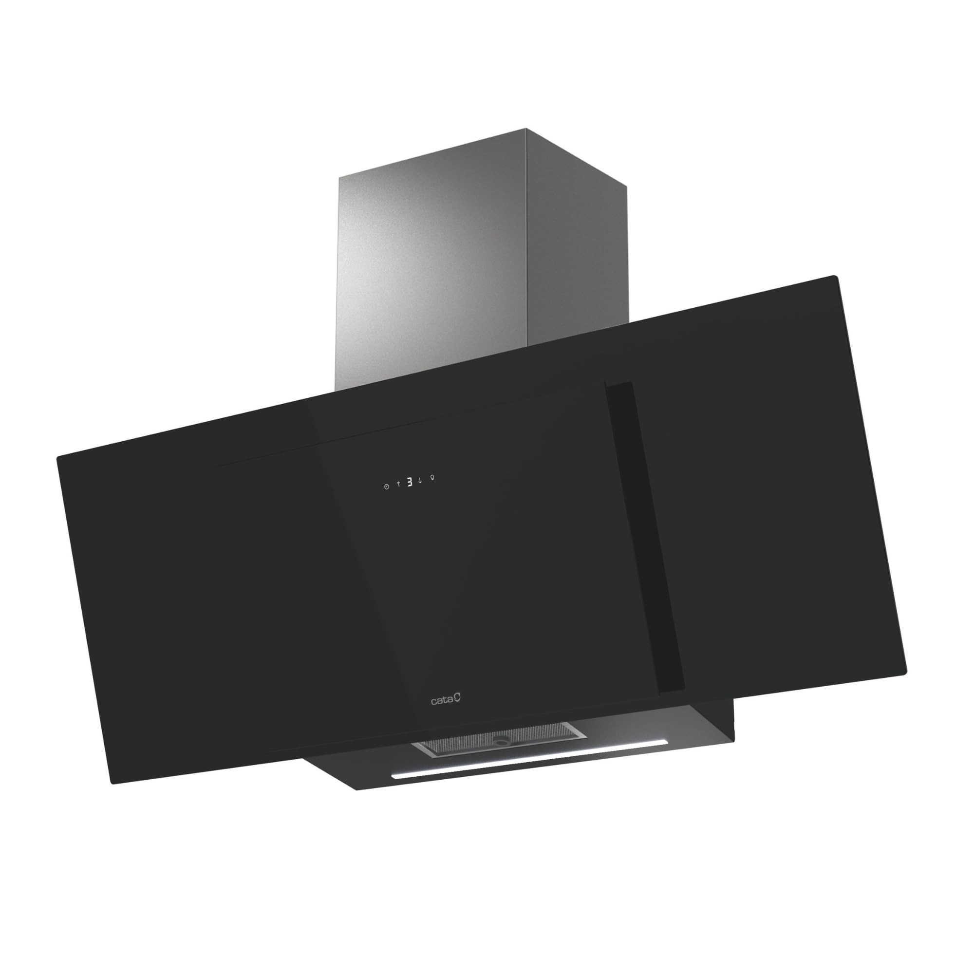 Cata Schwarz Thalasssa Pro Dunstabzugshaube Für Die Küche, 1200 Gbk/G, Touch-Bedienfeld, 6 Stufen, Extraktion, Bürstenloser Motor, Extra Leise, 46 Db, Led, Automatische Funktion,