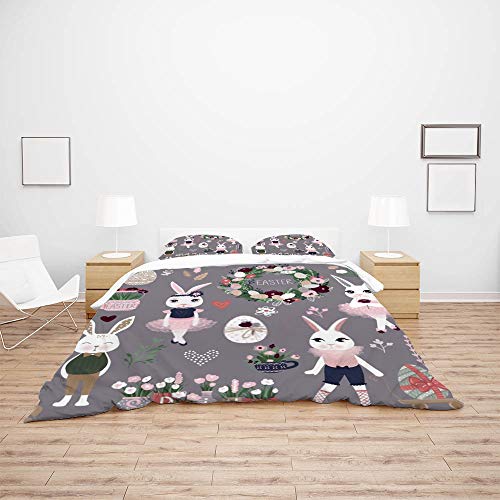 Housse de couette microfibre grise avec taies d'oreiller lit 3 pcs - 4