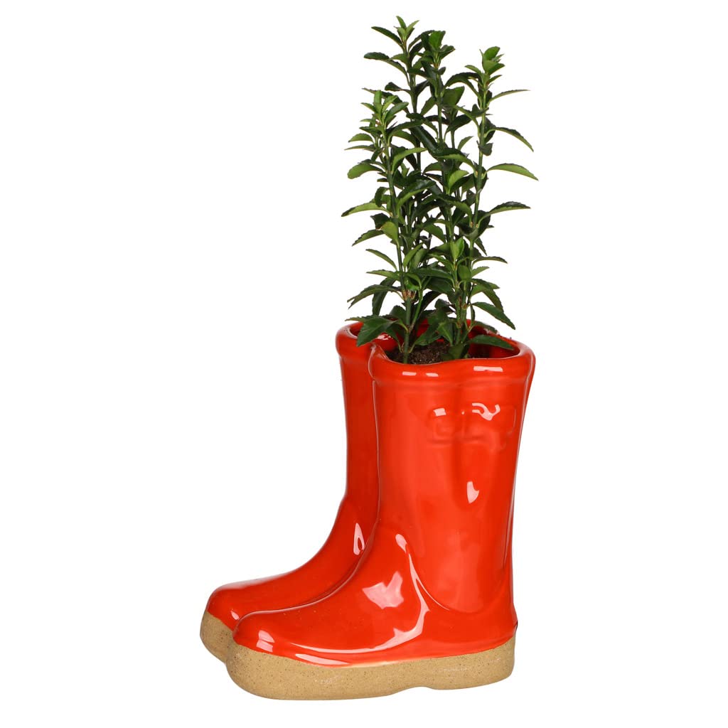 Dibor Herb Planter Wellington Boot Large Red Flower Pot — image 1