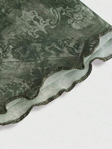 Verdusa Women's 70s Off The Shoulder Renaissance Tops Bell Flared Sleeve Floral Fairycore Mesh Crop Tops4