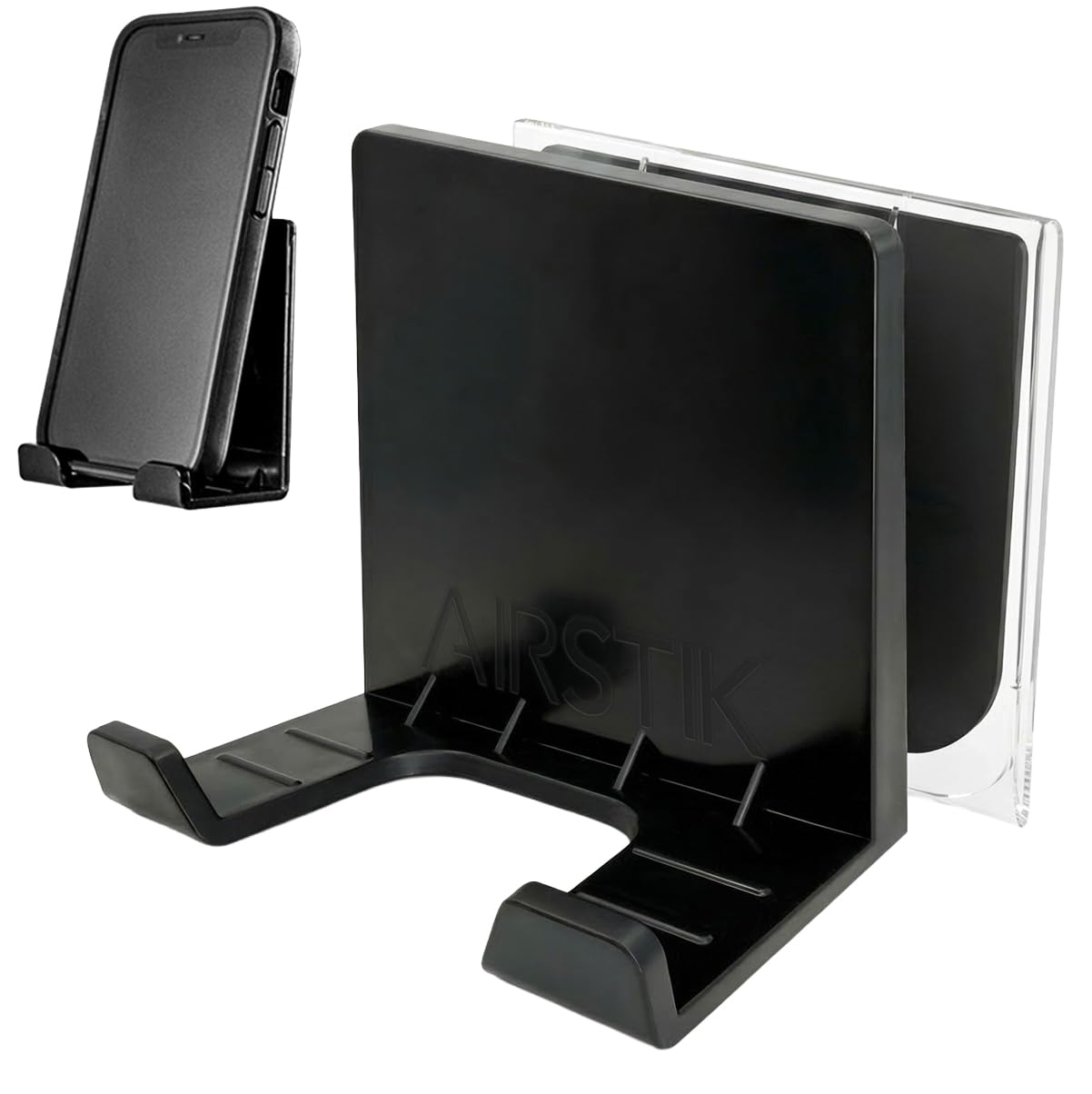 AIRSTIK Cell Phone Holder for Glass Shower, Mirror &amp; Window, Black