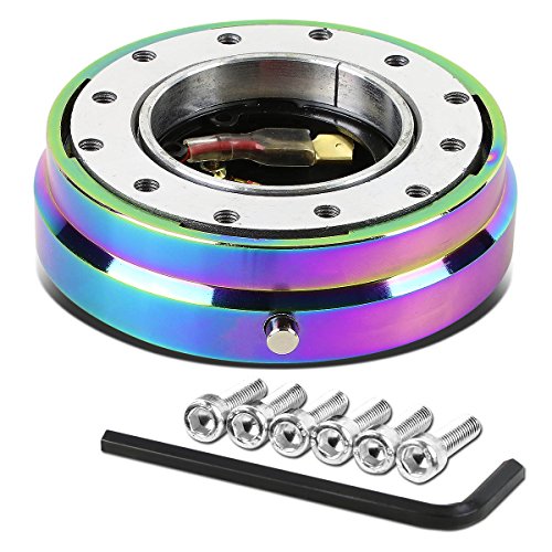 6-Hole Push Pin Style 1 inch Thick Steering Wheel Short Quick Release Hub Adapter (Neo Chrome)