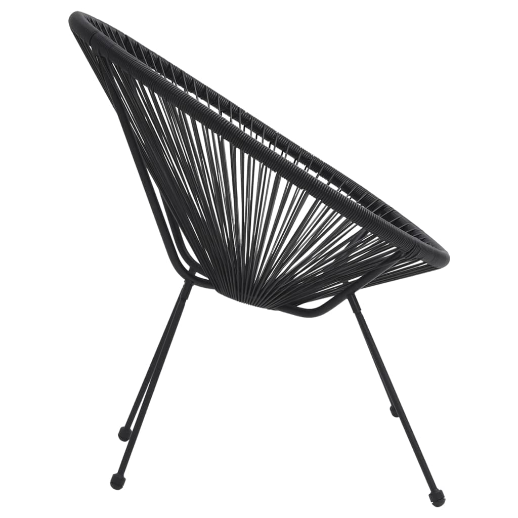 BERARDI | Sedia lounge EGG acapulco da interno ed esterno, design ergonomico in polyrattan nero e struttura in acciaio impermeabile e resistente, Colore nero, Nuova edizione