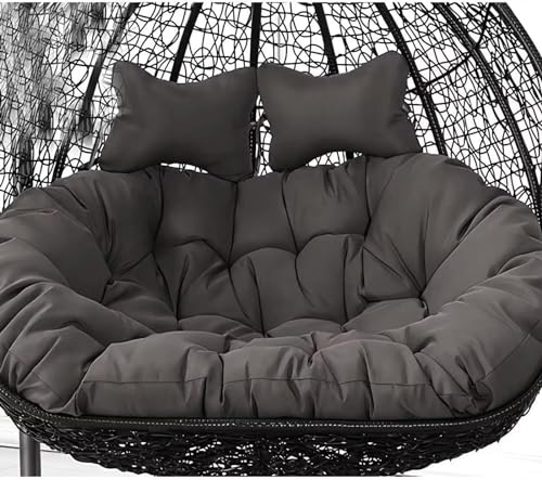 Cojín para Silla Colgante Tipo Huevo con reposacabezas Ajustable, Lavable, Grueso y Doble, para Exterior (J)