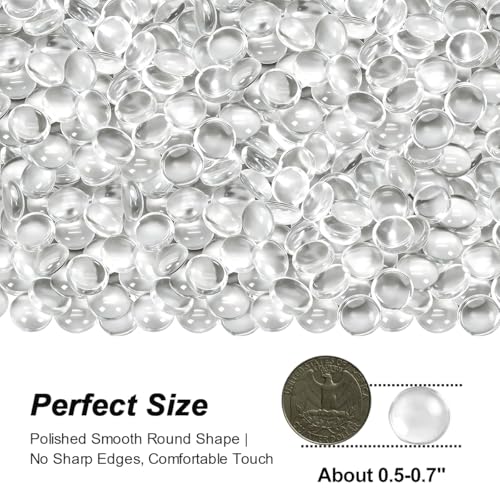 Image of Mini Glass Gems Flat Bottom Marble Beads for Vase Aquarium Fish Tank | Mixed Color Flat Marble Beads Decorative Vase Filler For Planter Crafts Home Art Decor (Transparent, 1 Pound)