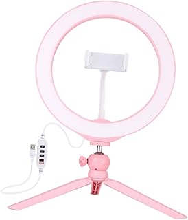 MUSISALY 1 Set Photography Fill Light Mobile Phone Holder Cellphone Tripod Portable Ring Light for Phone Portable Selfie Light Ring Bracket Portable Phone Ring Light Marquee Lights Pink Abs