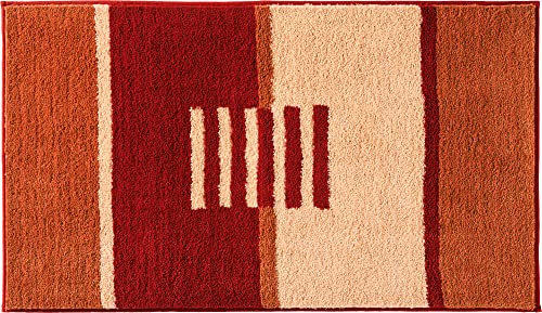 REDBEST Badematte, Badteppich, Badvorleger Houston - rutschhemmend, Flauschiger Flor, pflegeleicht, für Fußbodenheizung geeignet - Terra Größe 80x140 cm