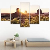 SIGNWIN 5 Panel Canvas Wall Art Modern Art Coastal Colorful Multicolor Photography Romantics Sunset for Home Decorations Ready to Hang - 60