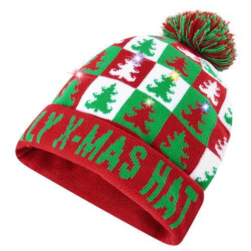 TUONROAD Cappelli di Natale Unisex 3 LED Cappucci