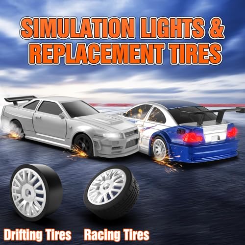 Image of RC Drift Car,1 /43 Mini with Gyroscope,2.4GHz Full Proportional Remote Control Car,4WD High Speed Race Car with Lights,Racing Tires,RC Model Cars Gift for Adults,Kids,Boys,Girls,Multicolor