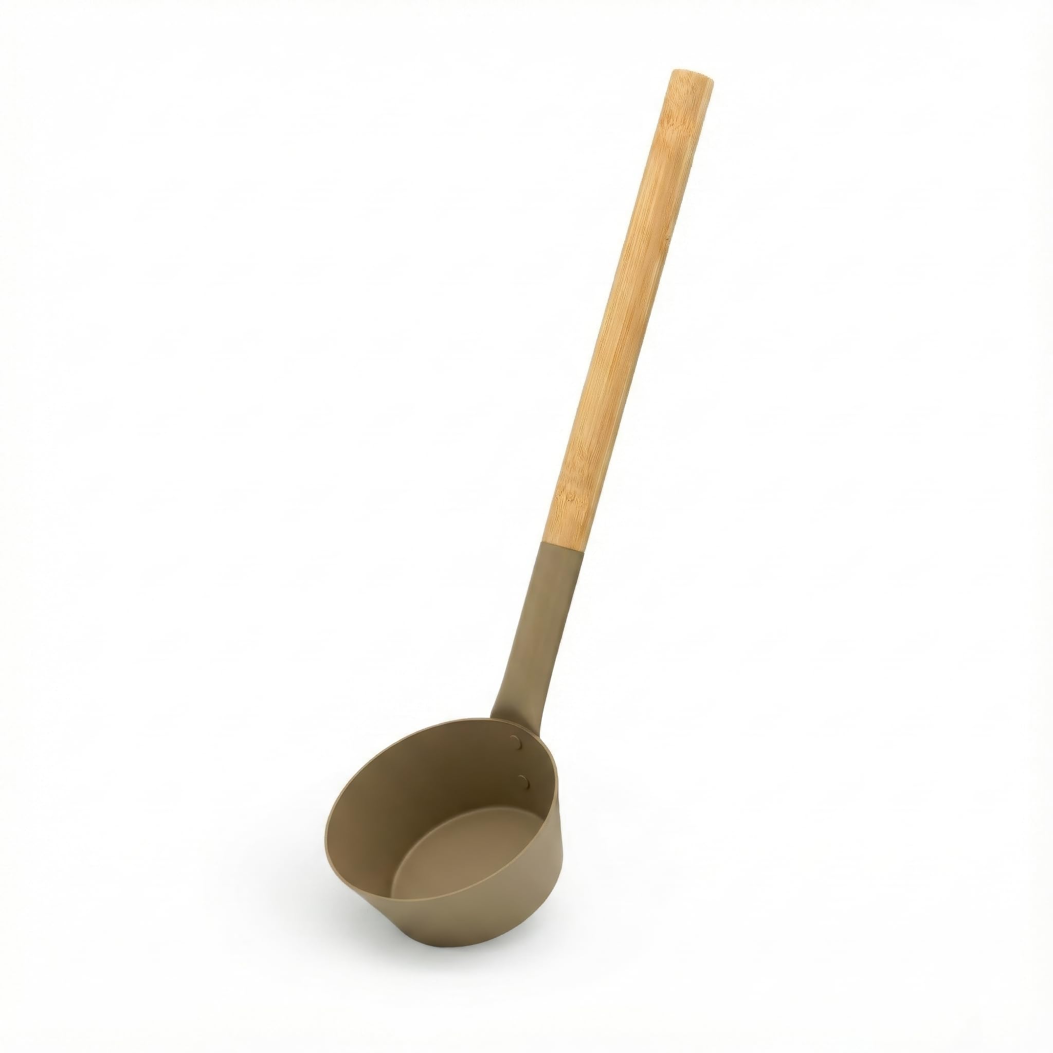 Sauna Zubehör Set: 4L Aluminium Eimer und 42cm Kelle, Bambusgriffe (Taupe)