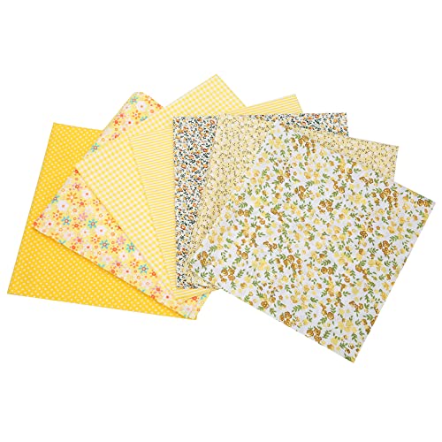 Image of Cotton Fabric DIY Making Supplies Quilting Patchwork Fabric Fat Quarter Bundles DIY for Quilting Cotton Patchwork Cushions (Yellow, 20 inch x 20 inch)