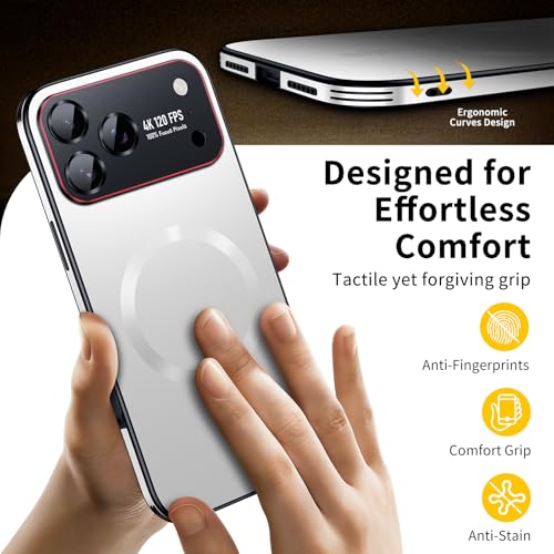 Image of for iPhone 17 Pro Case,Slim Design Compatible with MagSafe,Strong Magnetic Shockproof Military-Grade Protection for Screen & Camera Cover Case for 17 Pro,White