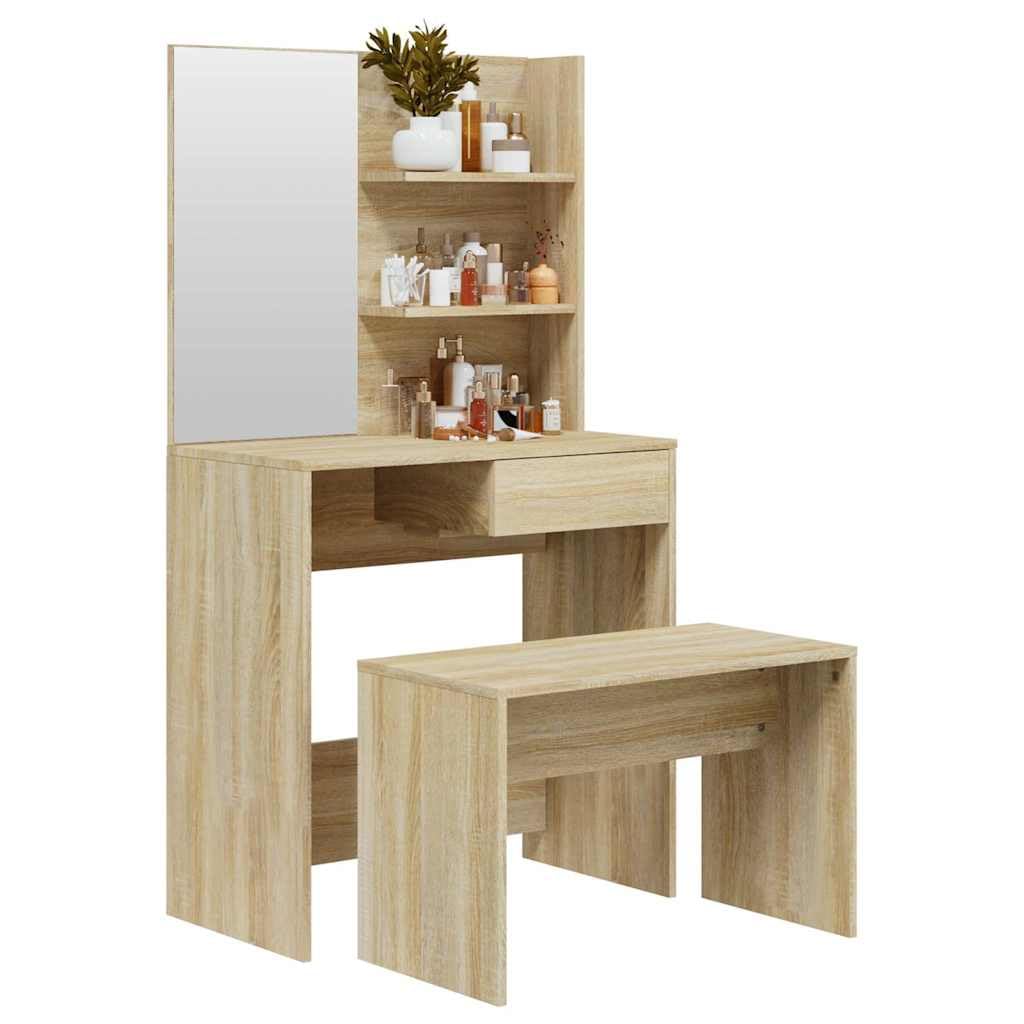 Schminktisch-Set Sonoma-Eiche 74,5x40x141 cm Holzwerkstoff Schlafzimmer Stabil