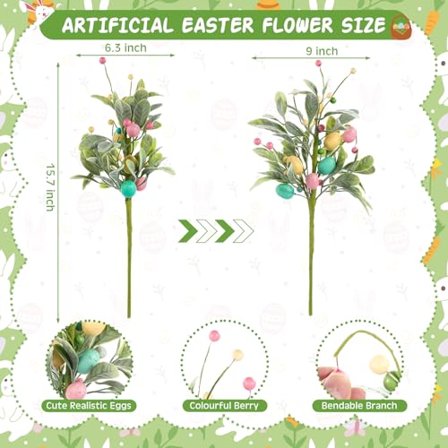 Zeyune-12-Pcs-Easter-Artificial-Flowers-Eggs-and-Berries-Decorations-157in-Easter-Faux-Picks-Spray-Spring-Floral-Stems-Twig-Branches-for-Home-Flower-Arrangement-Table-Centerpieces-Party-Decor Zeyune 12 Pcs Easter Artificial Flowers Eggs and Berries Decorations 157in Easter Faux Picks Spray Spring Floral Stems Twig Branches for Home Flower Arrangement Table Centerpieces Party Decor