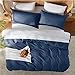 Nestl Navy Blue Duvet Cover Queen Size - Soft Double Brushed Queen Duvet Cover Set, 3 Piece, with Button Closure, 1 Duvet Cover 90x90 inches and 2 Pillow Shams