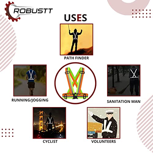Image of Robustt High Visibility Protective Safety Reflective Vest Belt Jacket, Night Cycling Reflector Strips Cross Belt Stripes Adjustable Vest Safety Jacket